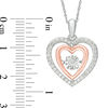 Unstoppable Love™ 0.37 CT. T.W. Diamond Double Heart Pendant in Sterling Silver and 10K Rose Gold