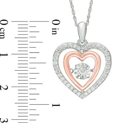 Unstoppable Love™ 0.37 CT. T.W. Diamond Double Heart Pendant in Sterling Silver and 10K Rose Gold