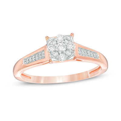 0.18 CT. T.W. Multi-Diamond Cushion Promise Ring in 10K Rose Gold