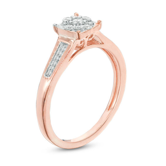 0.18 CT. T.W. Multi-Diamond Cushion Promise Ring in 10K Rose Gold