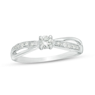 0.145 CT. T.W. Diamond Crossover Promise Ring in 10K White Gold