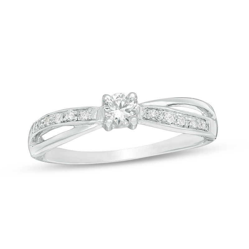 0.145 CT. T.W. Diamond Crossover Promise Ring in 10K White Gold|Peoples Jewellers