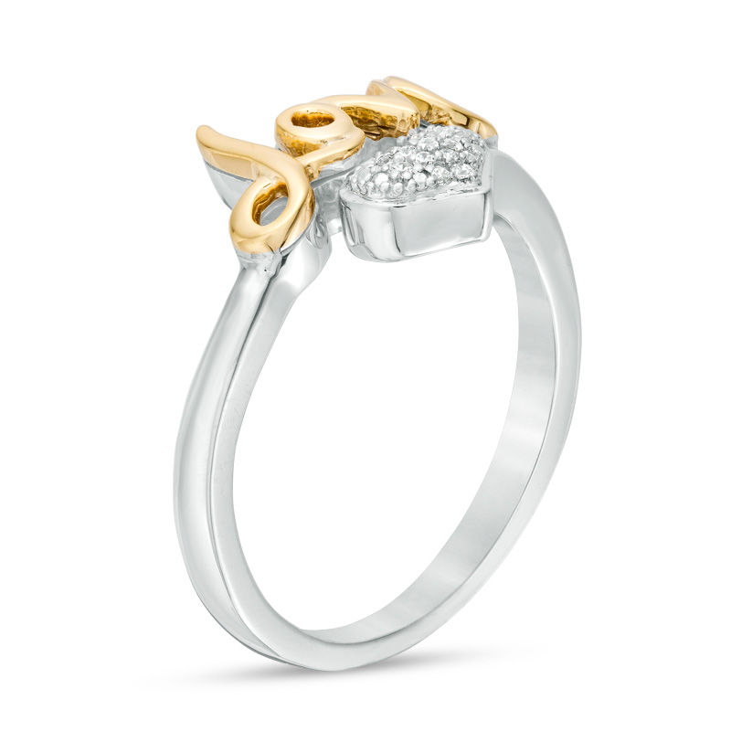 0.04 CT. T.W. Composite Diamond Heart "Love" Ring in Sterling Silver and 10K Gold|Peoples Jewellers