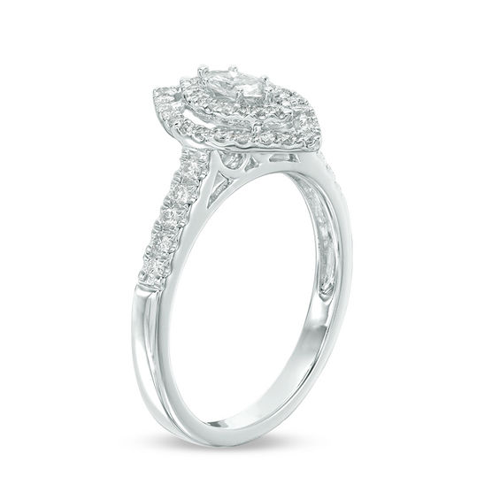 0.45 CT. T.W. Marquise Diamond Double Frame Engagement Ring in 14K White Gold