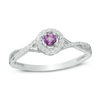 Amethyst and 0.115 CT. T.W. Diamond Frame Promise Ring in Sterling Silver