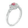 4.0mm Lab-Created Ruby and 0.06 CT. T.W. Diamond Heart Frame Promise Ring in Sterling Silver