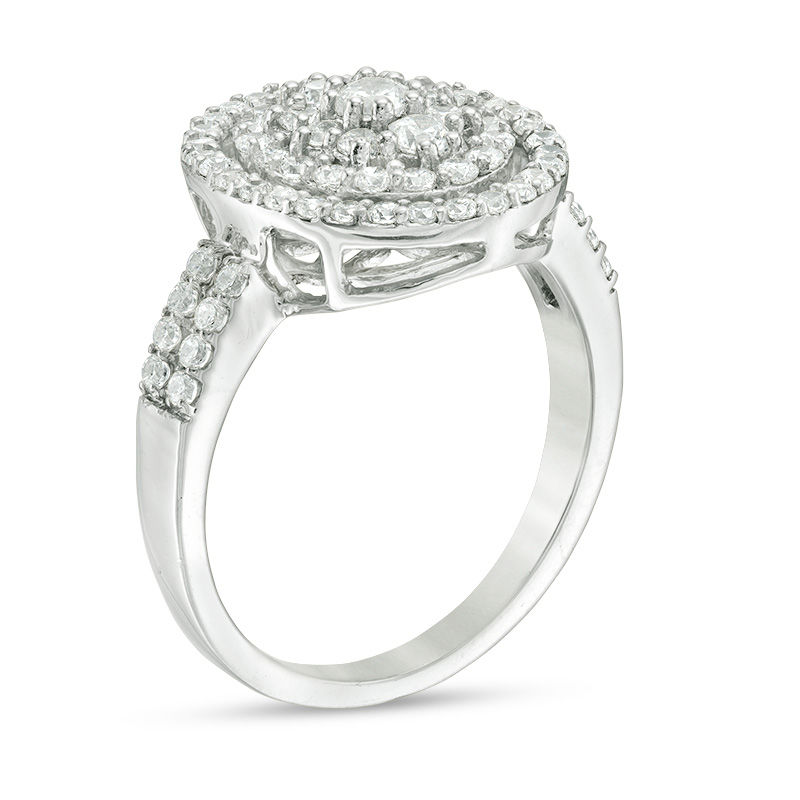 0.95 CT. T.W. Diamond Triple Frame Ring in 10K White Gold|Peoples Jewellers