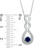 Thumbnail Image 1 of Lab-Created Blue Sapphire and Beaded Cascading Infinity Pendant and Drop Earrings Set in Sterling Silver