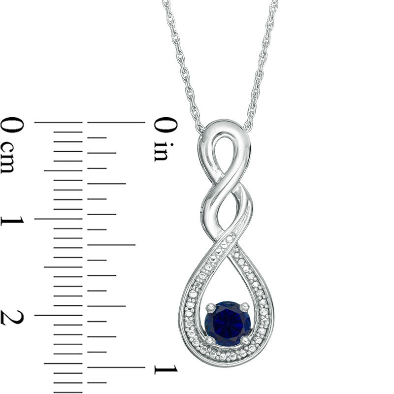 Lab-Created Blue Sapphire and Beaded Cascading Infinity Pendant and Drop Earrings Set in Sterling Silver