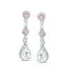 Pear-Shaped Lab-Created White and Pink Sapphire Vintage-Style Drop Earrings in Sterling Silver