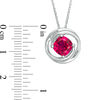 Cushion-Cut Lab-Created Ruby Solitaire Swirl Pendant and Stud Earrings Set in Sterling Silver