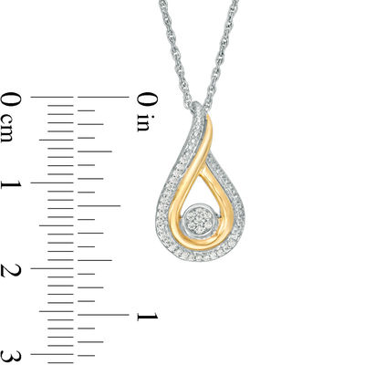 0.065 CT. T.W. Composite Diamond Teardrop Pendant in 10K Two-Tone Gold