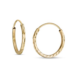 17.0mm Diamond-Cut Continuous Square Tube Hoop Earrings in 14K Gold