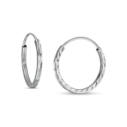 17.0mm Diamond-Cut Continuous Square Tube Hoop Earrings in 14K White Gold