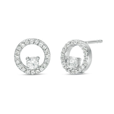 3.2mm Lab-Created White Sapphire Circle Stud Earrings in Sterling Silver