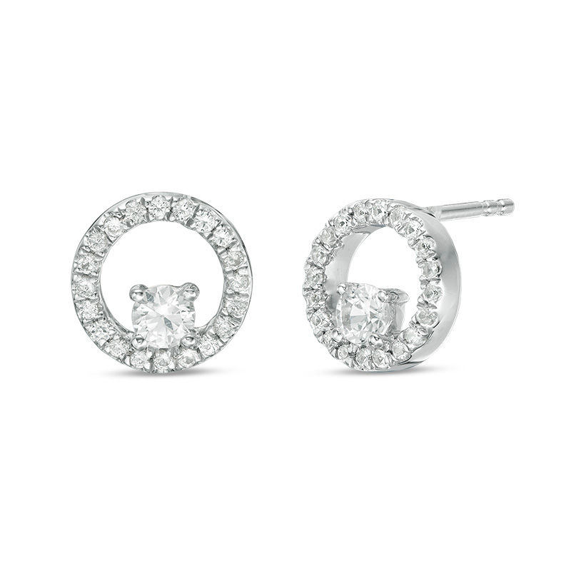 3.2mm Lab-Created White Sapphire Circle Stud Earrings in Sterling Silver|Peoples Jewellers