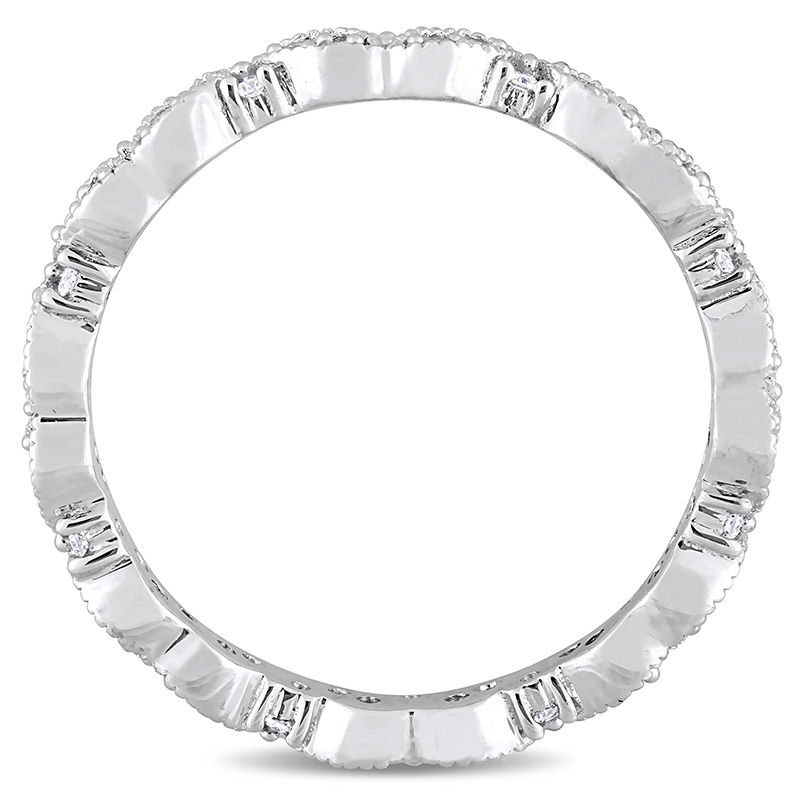 0.24 CT. T.W. Diamond Alternating Vintage-Style Eternity Wedding Band in 14K White Gold|Peoples Jewellers