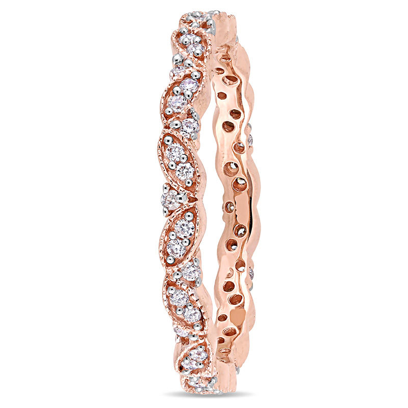 0.24 CT. T.W. Diamond Alternating Vintage-Style Eternity Wedding Band in 14K Rose Gold|Peoples Jewellers