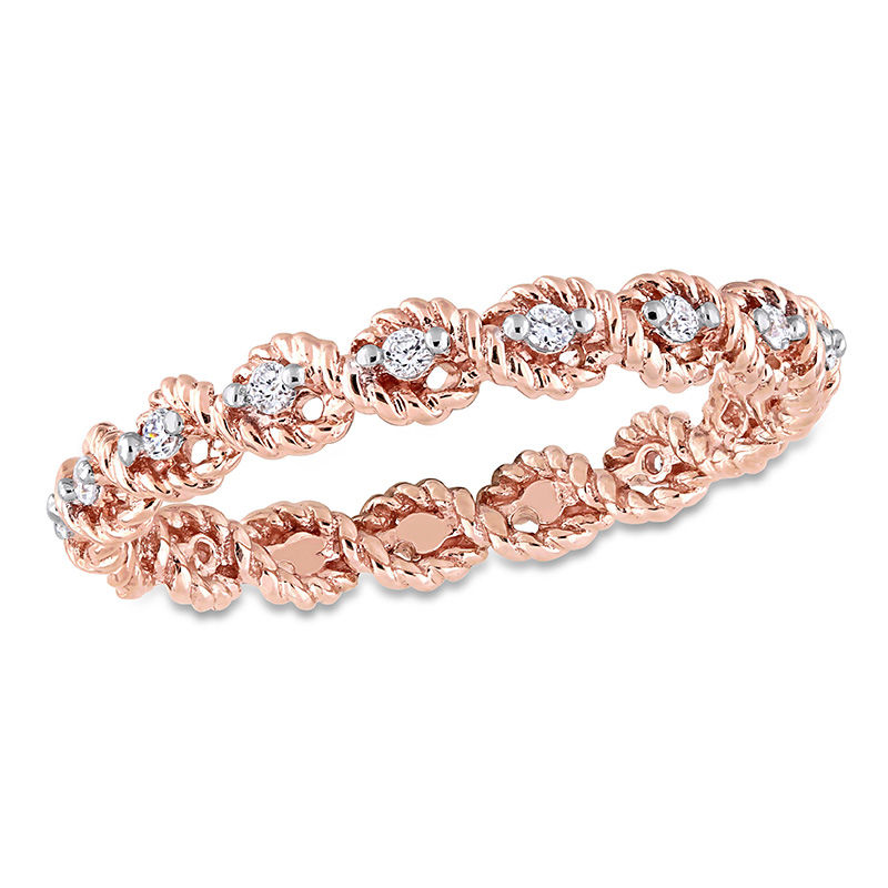 0.17 CT. T.W. Diamond Twist Rope Eternity Wedding Band in 10K Rose Gold|Peoples Jewellers