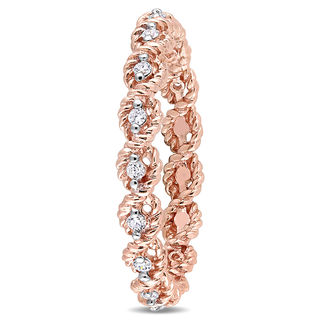 0.17 CT. T.W. Diamond Twist Rope Eternity Wedding Band in 10K Rose Gold