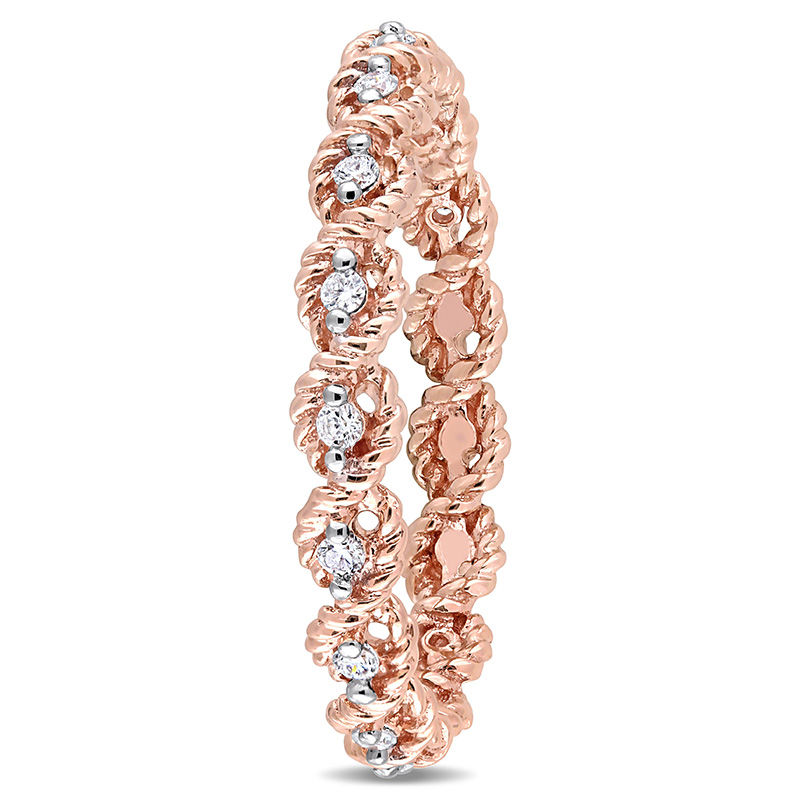0.17 CT. T.W. Diamond Twist Rope Eternity Wedding Band in 10K Rose Gold|Peoples Jewellers