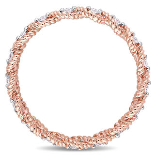 0.17 CT. T.W. Diamond Twist Rope Eternity Wedding Band in 10K Rose Gold