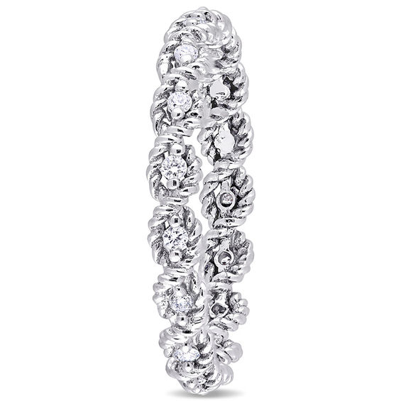 0.17 CT. T.W. Diamond Twist Rope Eternity Wedding Band in 10K Gold