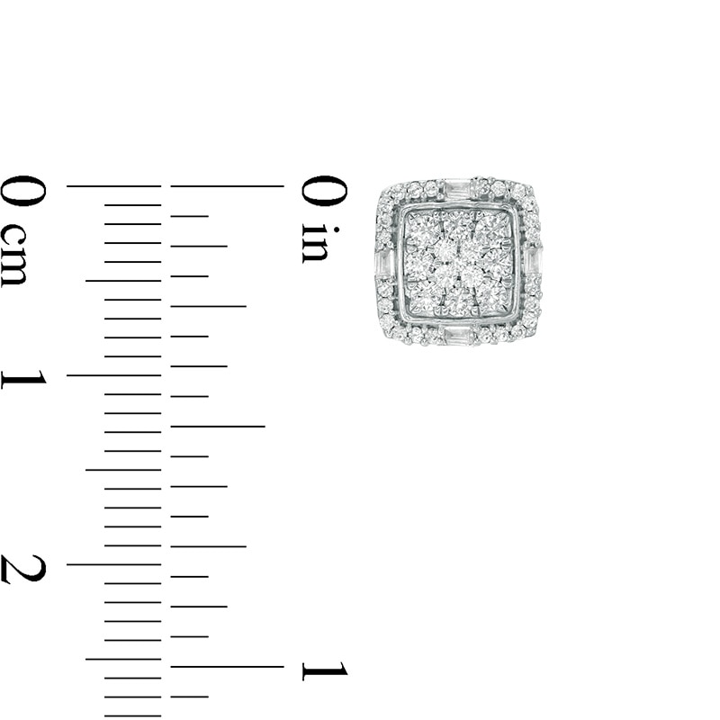 0.45 CT. T.W. Composite Diamond Cushion Frame Stud Earrings in 10K White Gold|Peoples Jewellers