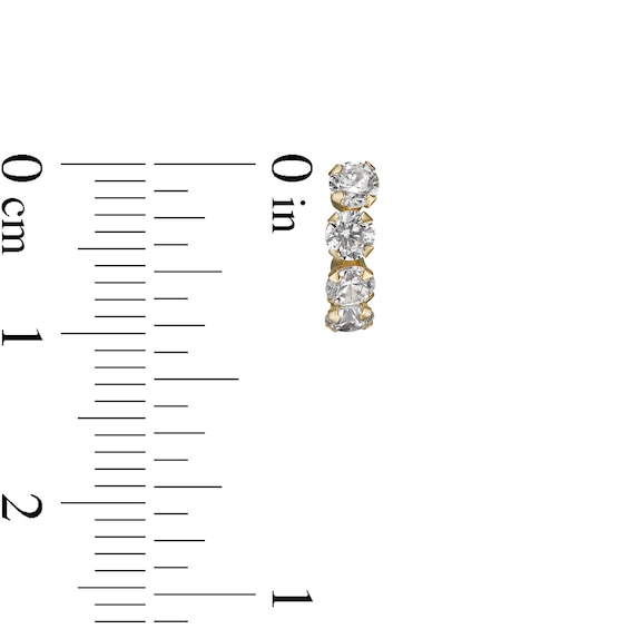 3.0mm Cubic Zirconia Four Stone Curved Stud Earrings in 14K Gold