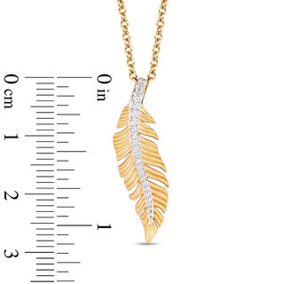 Enchanted Disney Pocahontas 0.086 CT. T.W. Diamond Feather Pendant in 10K Gold - 19"