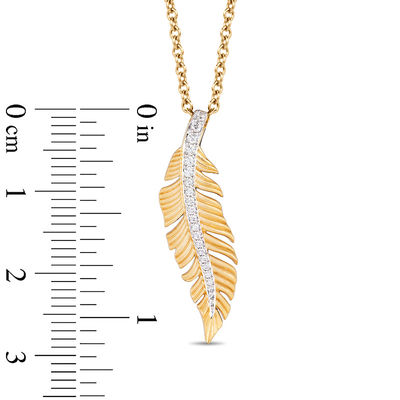 Enchanted Disney Pocahontas 0.086 CT. T.W. Diamond Feather Pendant in 10K Gold - 19"