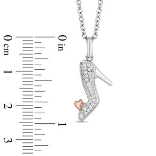 Enchanted Disney Cinderella 0.085 CT. T.W. Diamond Slipper Pendant in Sterling Silver and 10K Rose Gold - 19"