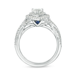 Vera Wang Love Collection 0.69 CT. T.W. Heart-Shaped Diamond Double Frame Twist Engagement Ring in 14K White Gold