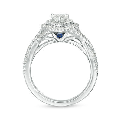 Vera Wang Love Collection 0.69 CT. T.W. Heart-Shaped Diamond Double Frame Twist Engagement Ring in 14K White Gold