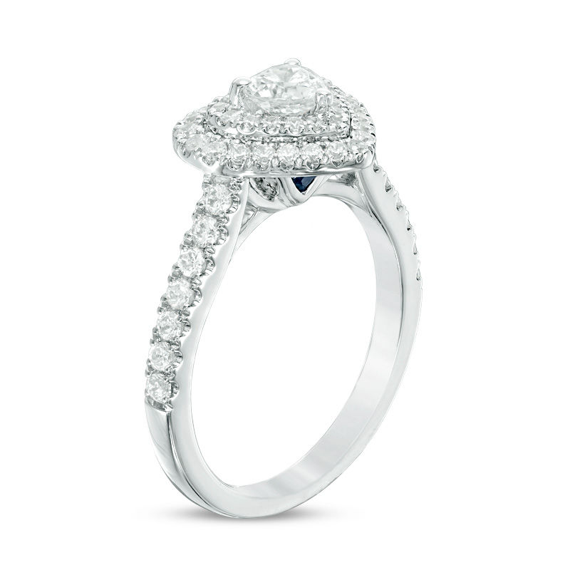 Vera Wang Love Collection 0.95 CT. T.W. Heart-Shaped Diamond Double Frame Engagement Ring in 14K White Gold|Peoples Jewellers