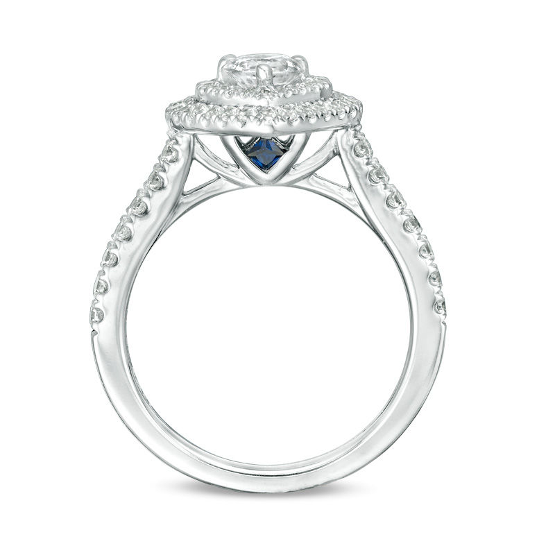 Vera Wang Love Collection 0.95 CT. T.W. Heart-Shaped Diamond Double Frame Engagement Ring in 14K White Gold|Peoples Jewellers