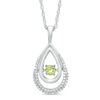 Unstoppable Love™ Peridot and 0.15 CT. T.W. Diamond Teardrop Pendant in Sterling Silver