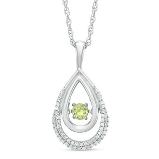 Unstoppable Love™ Peridot and 0.15 CT. T.W. Diamond Teardrop Pendant in Sterling Silver