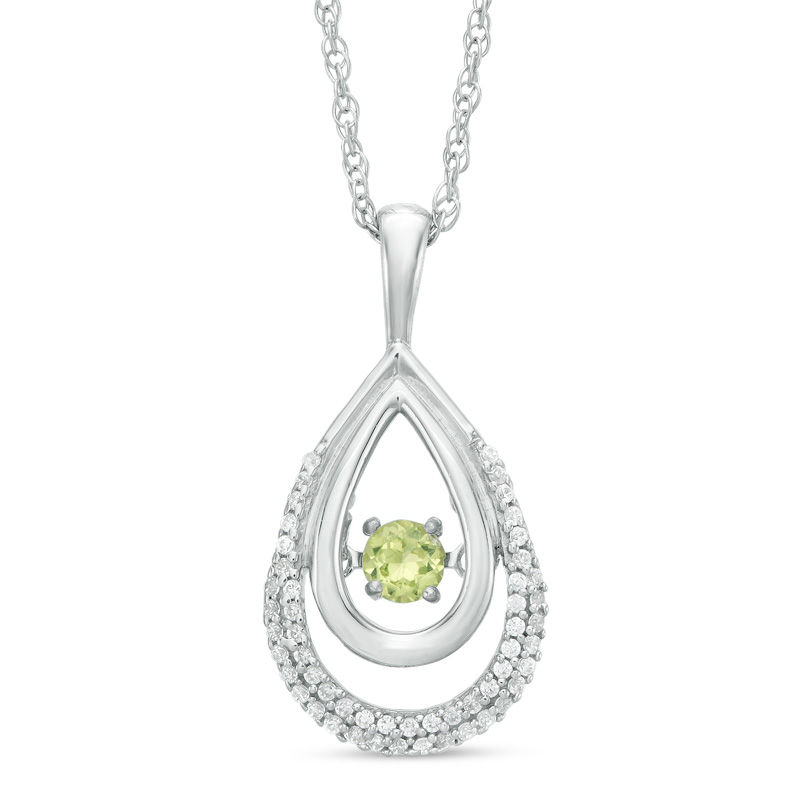 Unstoppable Love™ Peridot and 0.15 CT. T.W. Diamond Teardrop Pendant in Sterling Silver|Peoples Jewellers