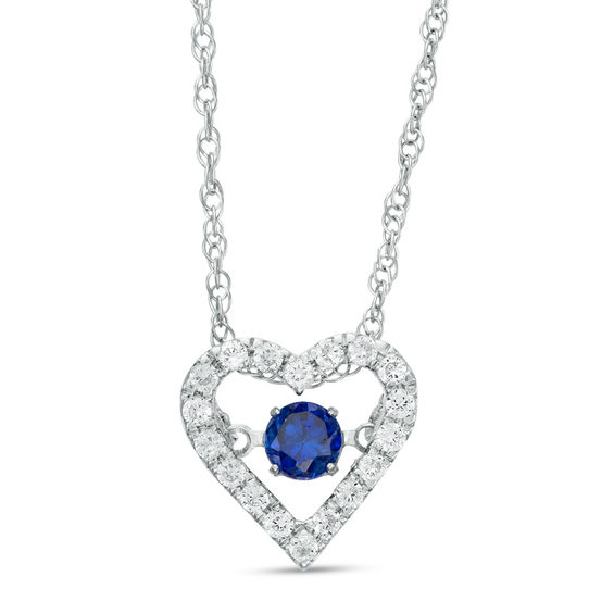 Unstoppable Love™ Lab-Created Blue and White Sapphire Heart Pendant in Sterling Silver