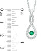 Unstoppable Love™ Lab-Created Emerald and 0.15 CT. T.W. Diamond Twist Teardrop Pendant in 10K White Gold