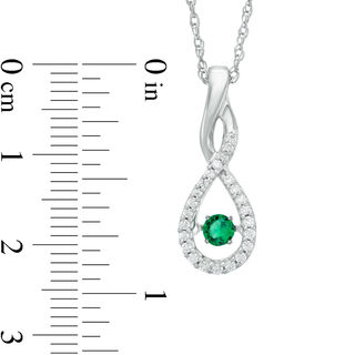 Unstoppable Love™ Lab-Created Emerald and 0.15 CT. T.W. Diamond Twist Teardrop Pendant in 10K White Gold