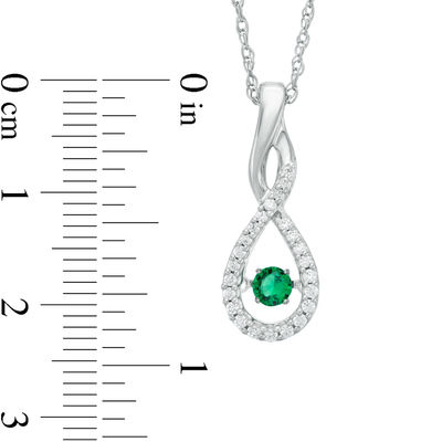 Unstoppable Love™ Lab-Created Emerald and 0.15 CT. T.W. Diamond Twist Teardrop Pendant in 10K White Gold