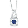 Unstoppable Love™ 5.8mm Lab-Created Blue and White Sapphire Fancy Doorknocker Pendant in Sterling Silver