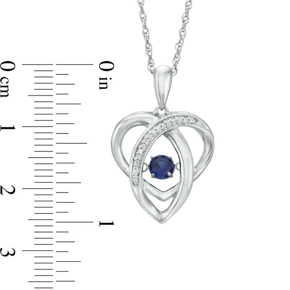 Unstoppable Love™ 4.0mm Lab-Created Blue Sapphire and 0.04 CT. T.W. Diamond Abstract Heart Pendant in Sterling Silver