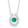 Unstoppable Love™ 5.7mm Lab-Created Emerald and White Sapphire Horseshoe Pendant in Sterling Silver