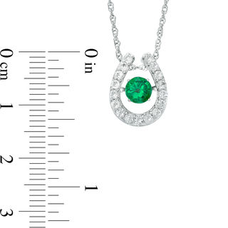 Unstoppable Love™ 5.7mm Lab-Created Emerald and White Sapphire Horseshoe Pendant in Sterling Silver