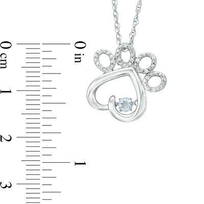 Unstoppable Love™ Aquamarine and Diamond Accent Paw Print Pendant in Sterling Silver