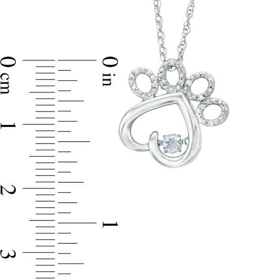 Unstoppable Love™ Aquamarine and Diamond Accent Paw Print Pendant in Sterling Silver