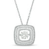 Thumbnail Image 1 of Unstoppable Love™ Lab-Created White Sapphire and 0.18 CT. T.W. Diamond Double Row Square Pendant in Sterling Silver